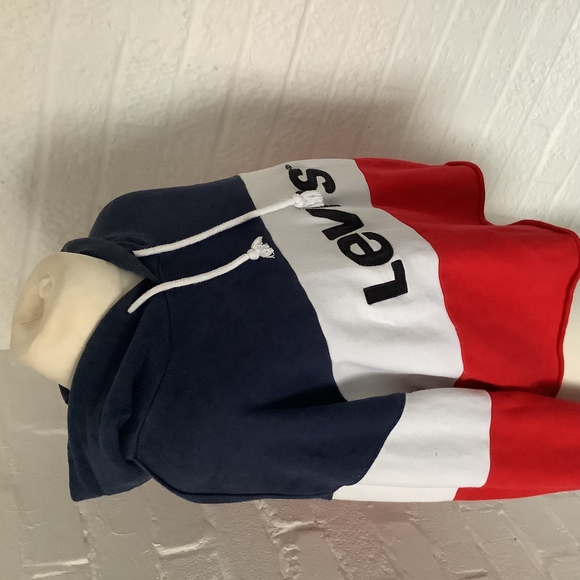 Levi’s Cropped Hoodie - Size M - Red, White & Blue - Cotton - P2P 23” - Picture 4 of 8